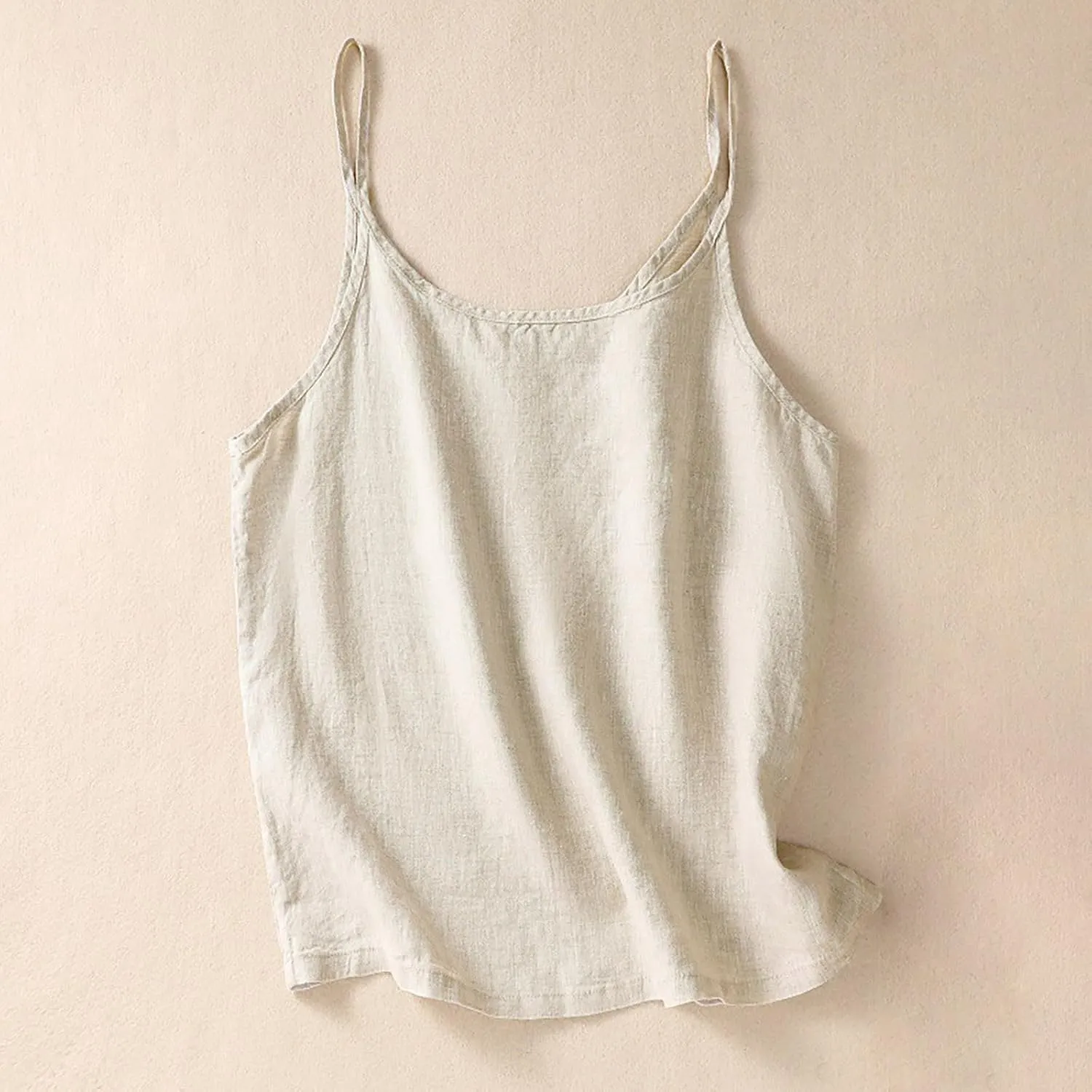 Cotton Linen Tank Tops for Womens Casual Fashion Comfy Lightweight Camisole Sleeveless Spaghetti Straps Cami Shirts