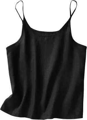Cotton Linen Tank Tops for Womens Casual Fashion Comfy Lightweight Camisole Sleeveless Spaghetti Straps Cami Shirts