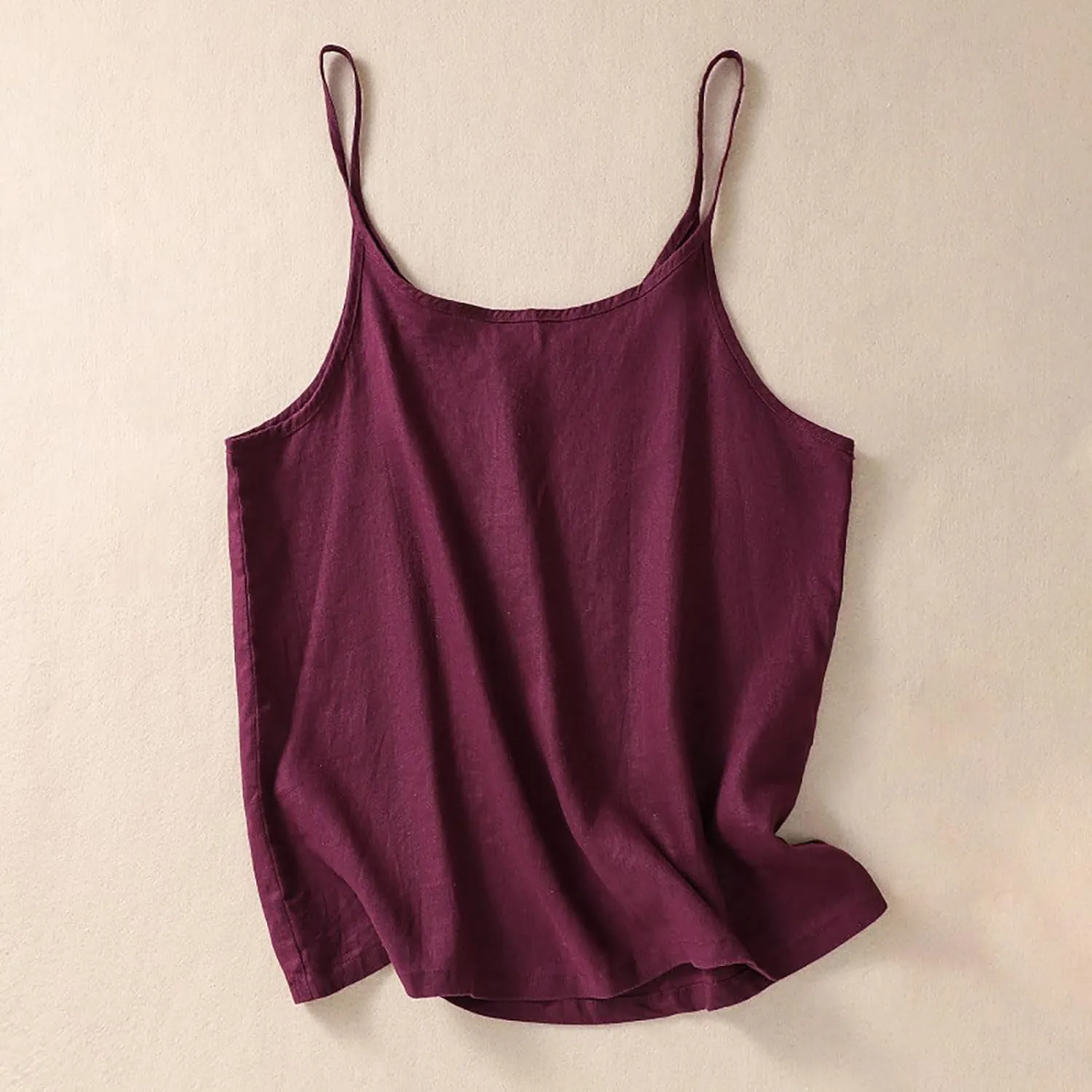 Cotton Linen Tank Tops for Womens Casual Fashion Comfy Lightweight Camisole Sleeveless Spaghetti Straps Cami Shirts