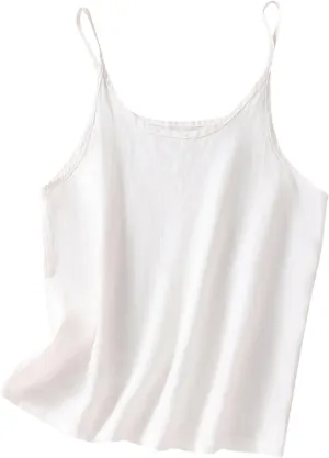 Cotton Linen Tank Tops for Womens Casual Fashion Comfy Lightweight Camisole Sleeveless Spaghetti Straps Cami Shirts