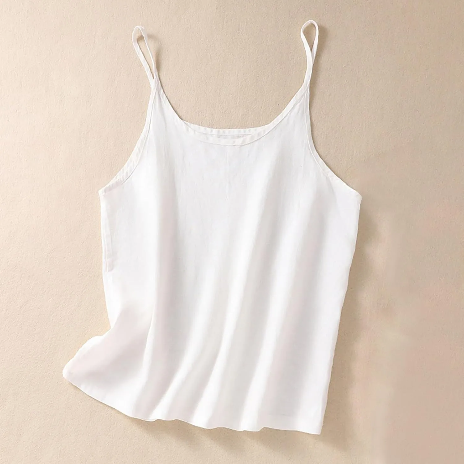 Cotton Linen Tank Tops for Womens Casual Fashion Comfy Lightweight Camisole Sleeveless Spaghetti Straps Cami Shirts