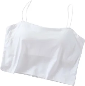 Crop Tops for Women, Basic Workout Camisole Spaghetti Strap Tank Top Sleeveless Cami Bottom Shirt for Yoga Sports Gym