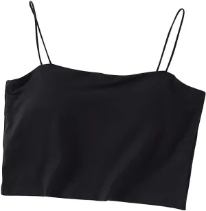 Crop Tops for Women, Basic Workout Camisole Spaghetti Strap Tank Top Sleeveless Cami Bottom Shirt for Yoga Sports Gym