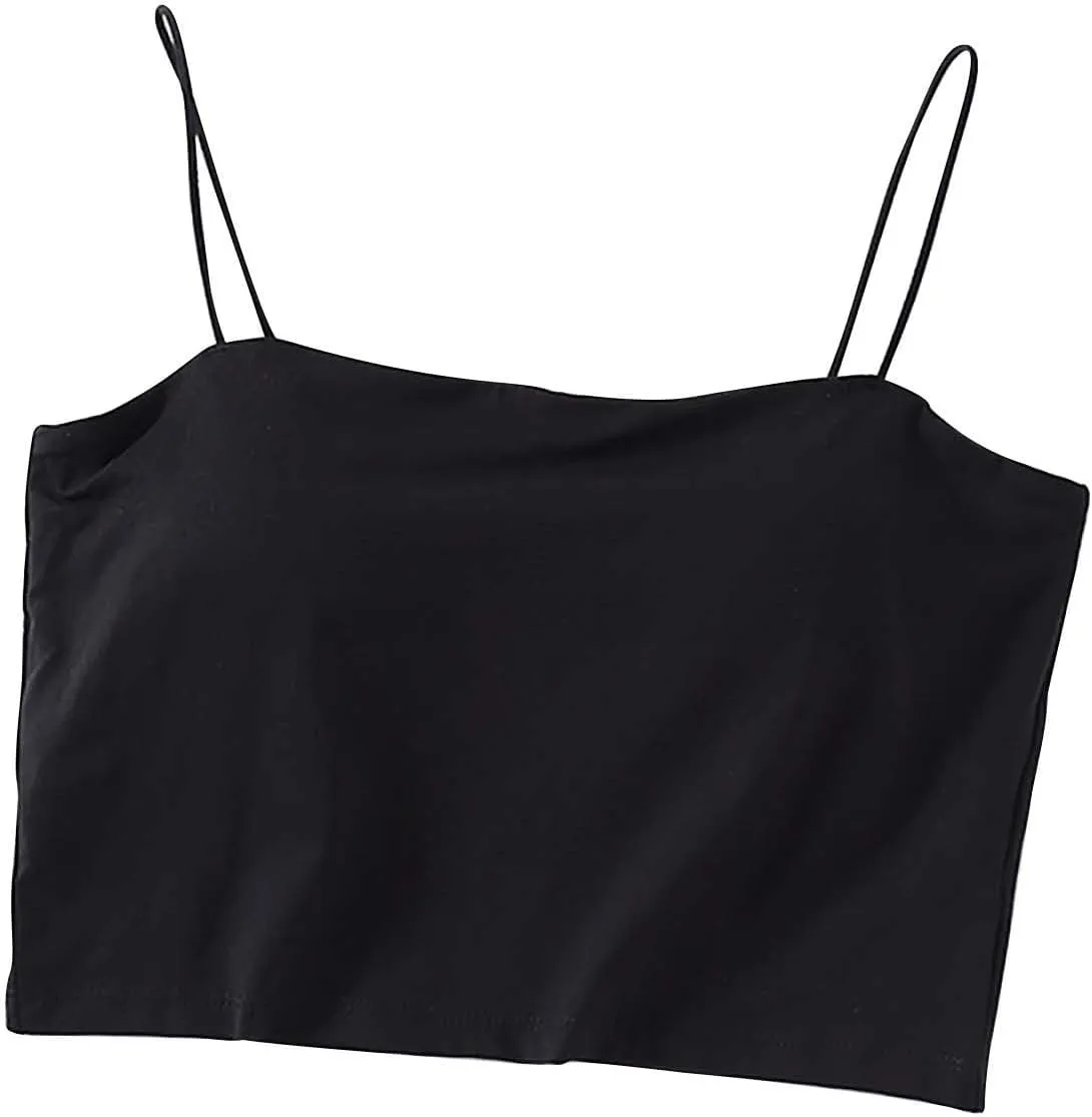 Crop Tops for Women, Basic Workout Camisole Spaghetti Strap Tank Top Sleeveless Cami Bottom Shirt for Yoga Sports Gym