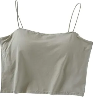 Crop Tops for Women, Basic Workout Camisole Spaghetti Strap Tank Top Sleeveless Cami Bottom Shirt for Yoga Sports Gym