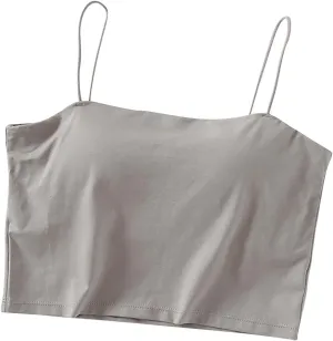 Crop Tops for Women, Basic Workout Camisole Spaghetti Strap Tank Top Sleeveless Cami Bottom Shirt for Yoga Sports Gym
