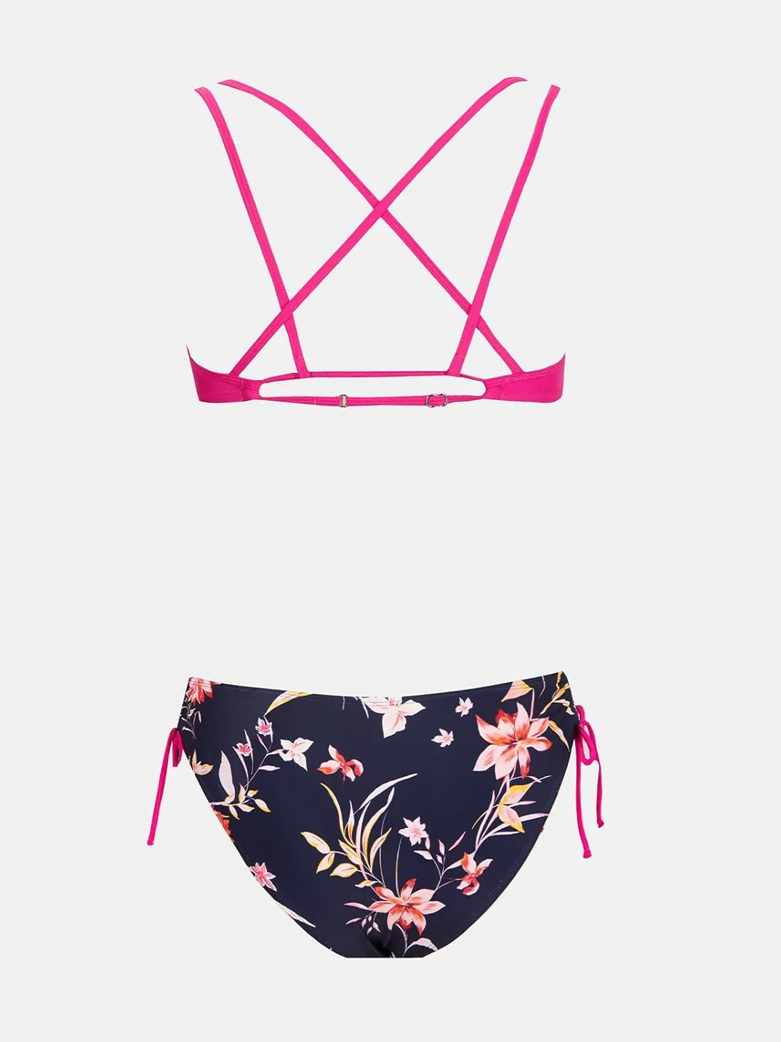 CUPSHE Women Swimsuit Bikini Set Two Piece Bathing Suit Criss Cross Back Strappy Side with Double Spaghetti Straps