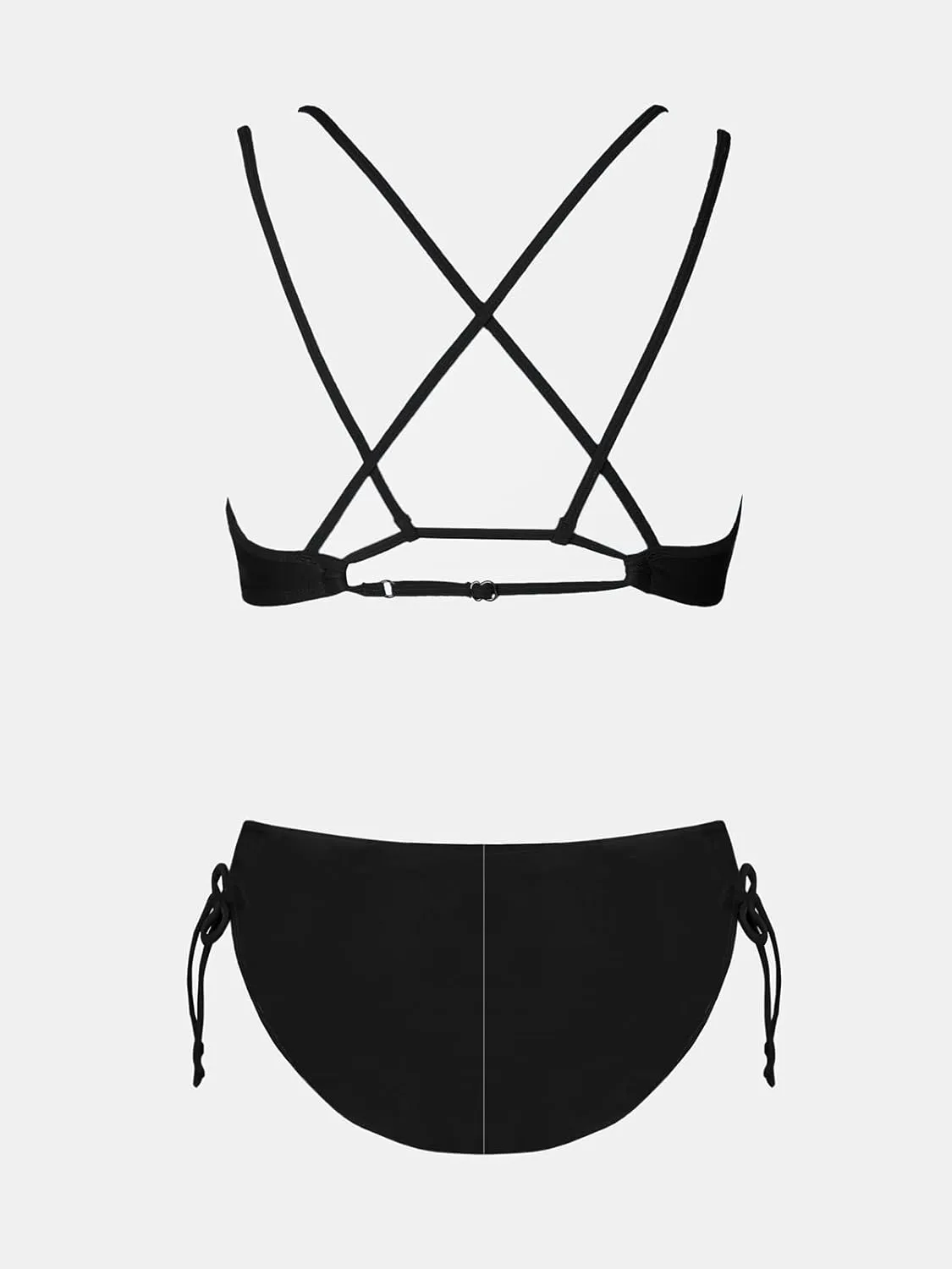 CUPSHE Women Swimsuit Bikini Set Two Piece Bathing Suit Criss Cross Back Strappy Side with Double Spaghetti Straps