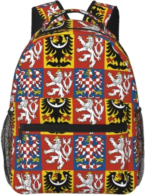 Czech Republic Coat of Arms Backpack Casual Laptop Backpack Double Shoulder Bag Lightweight Backpack For Women Men Travel