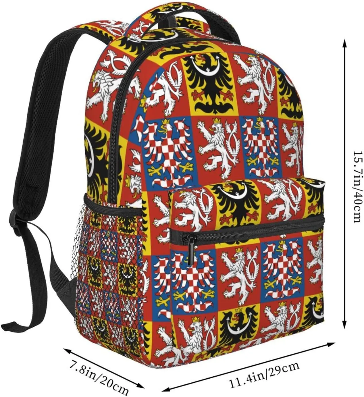 Czech Republic Coat of Arms Backpack Casual Laptop Backpack Double Shoulder Bag Lightweight Backpack For Women Men Travel