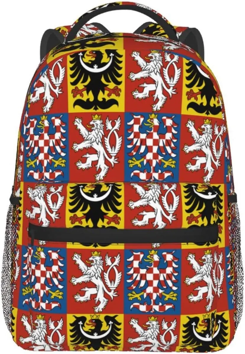 Czech Republic Coat of Arms Backpack Casual Laptop Backpack Double Shoulder Bag Lightweight Backpack For Women Men Travel