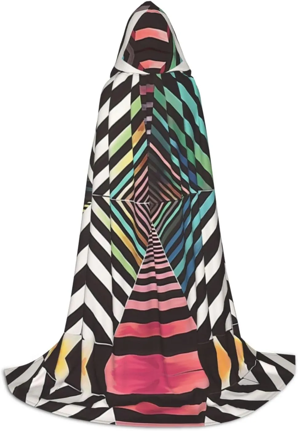 Dangerous stripes Black hooded cloak for men & Women, wizard cloak with, Durable & Comfortable Long cape for Halloween, Cosplay, PartiesSmall