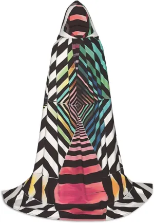 Dangerous stripes Black hooded cloak for men & Women, wizard cloak with, Durable & Comfortable Long cape for Halloween, Cosplay, PartiesSmall