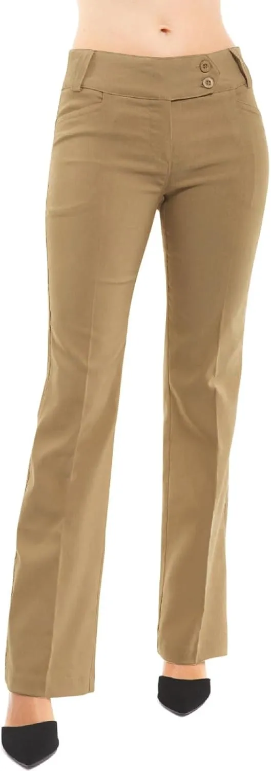 Design by Olivia Women's Relaxed Boot-Cut Office Pants Trousers Slacks