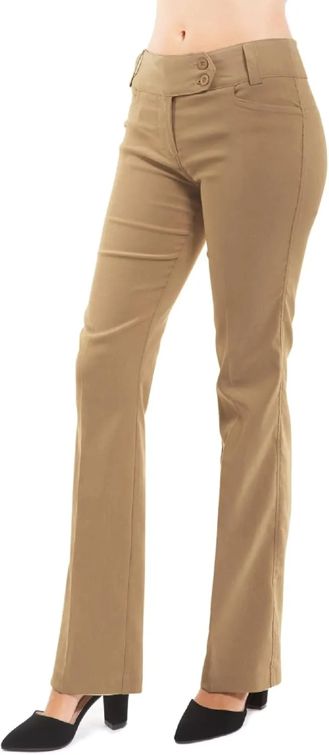 Design by Olivia Women's Relaxed Boot-Cut Office Pants Trousers Slacks