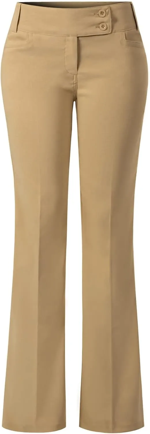 Design by Olivia Women's Relaxed Boot-Cut Office Pants Trousers Slacks