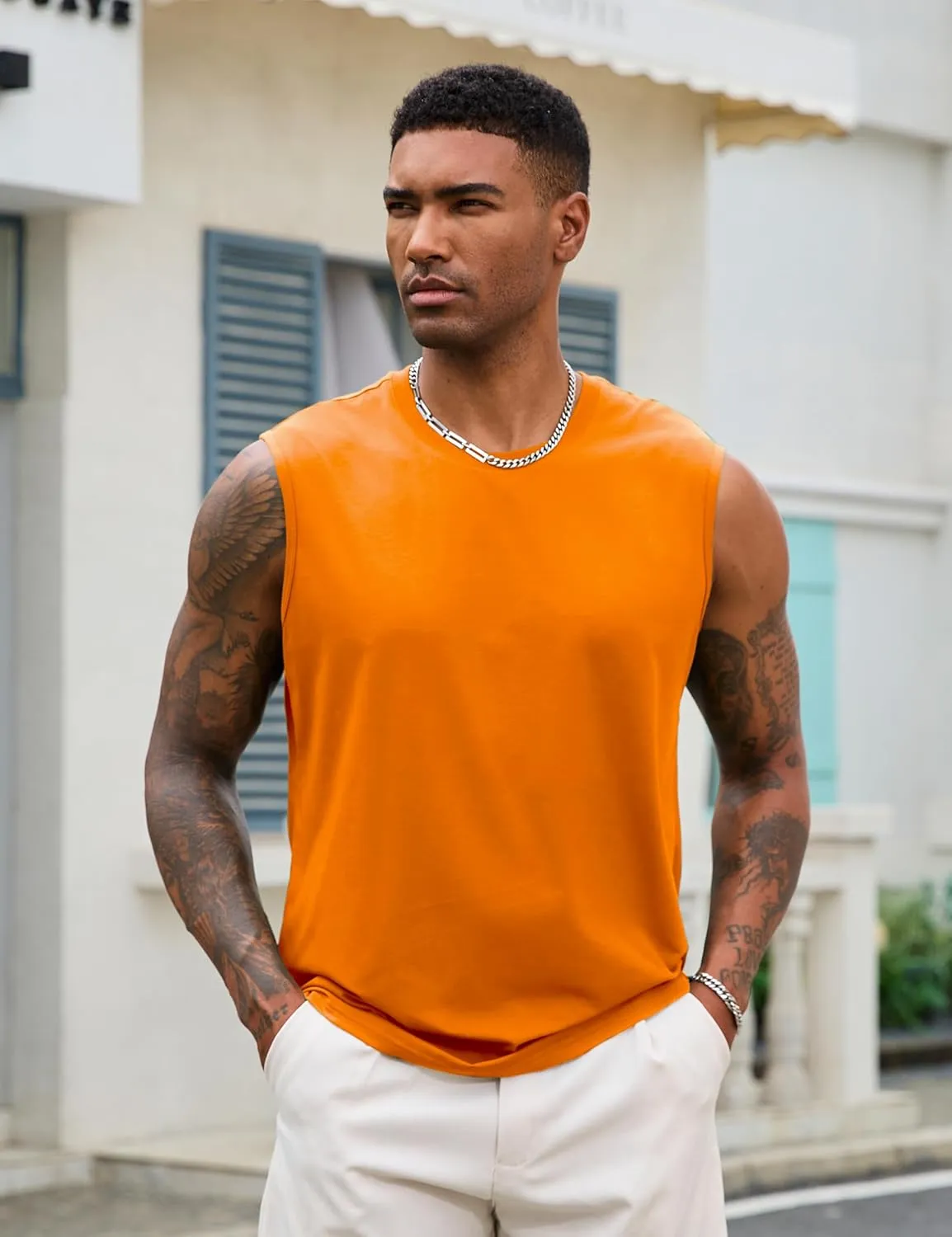 EKLENTSON Men's Tank Tops Sleeveless Workout Muscle Running Tees Lightweight Cotton Soft Summer Beach Causual Tank Shirts