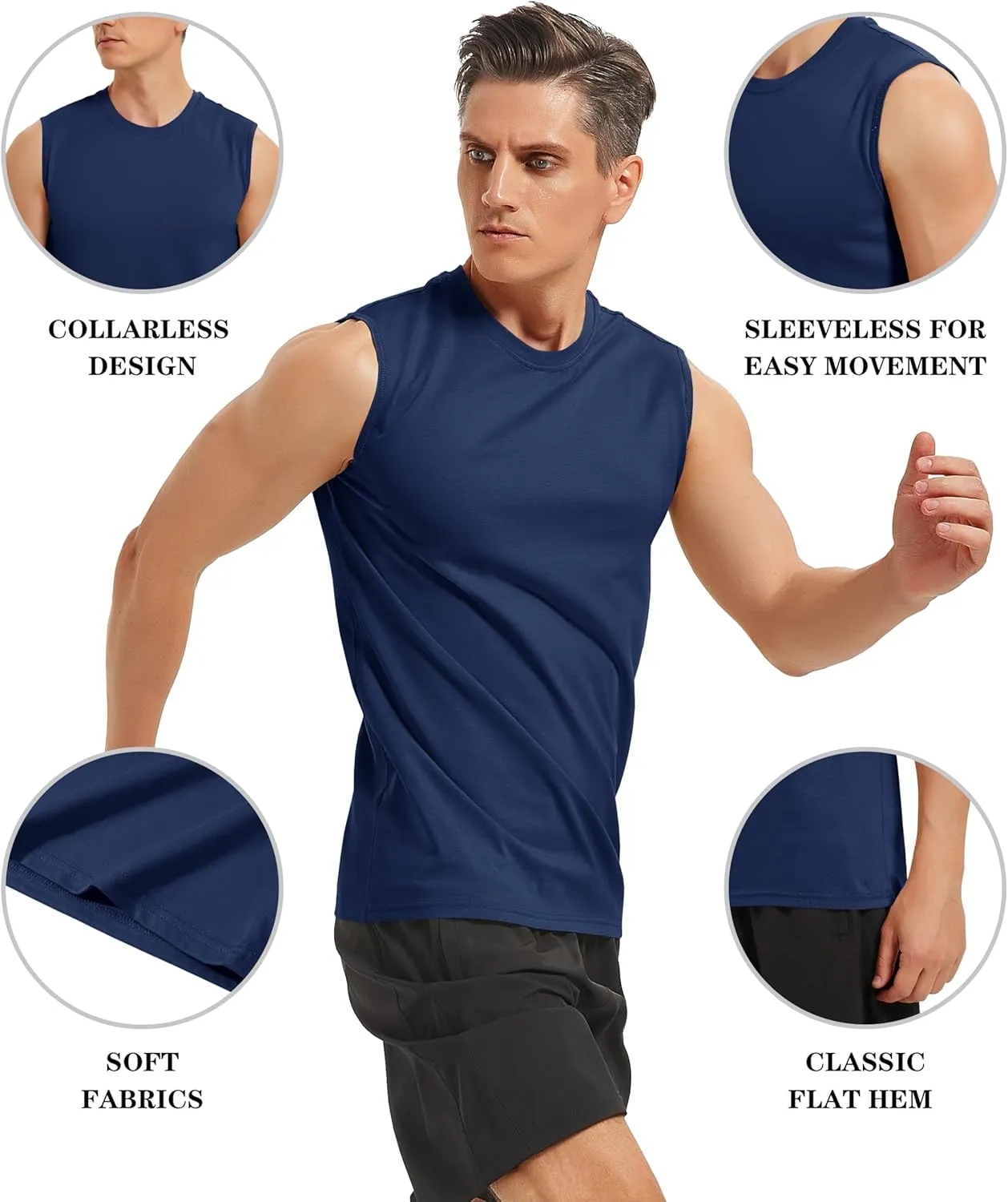 EKLENTSON Men's Tank Tops Sleeveless Workout Muscle Running Tees Lightweight Cotton Soft Summer Beach Causual Tank Shirts