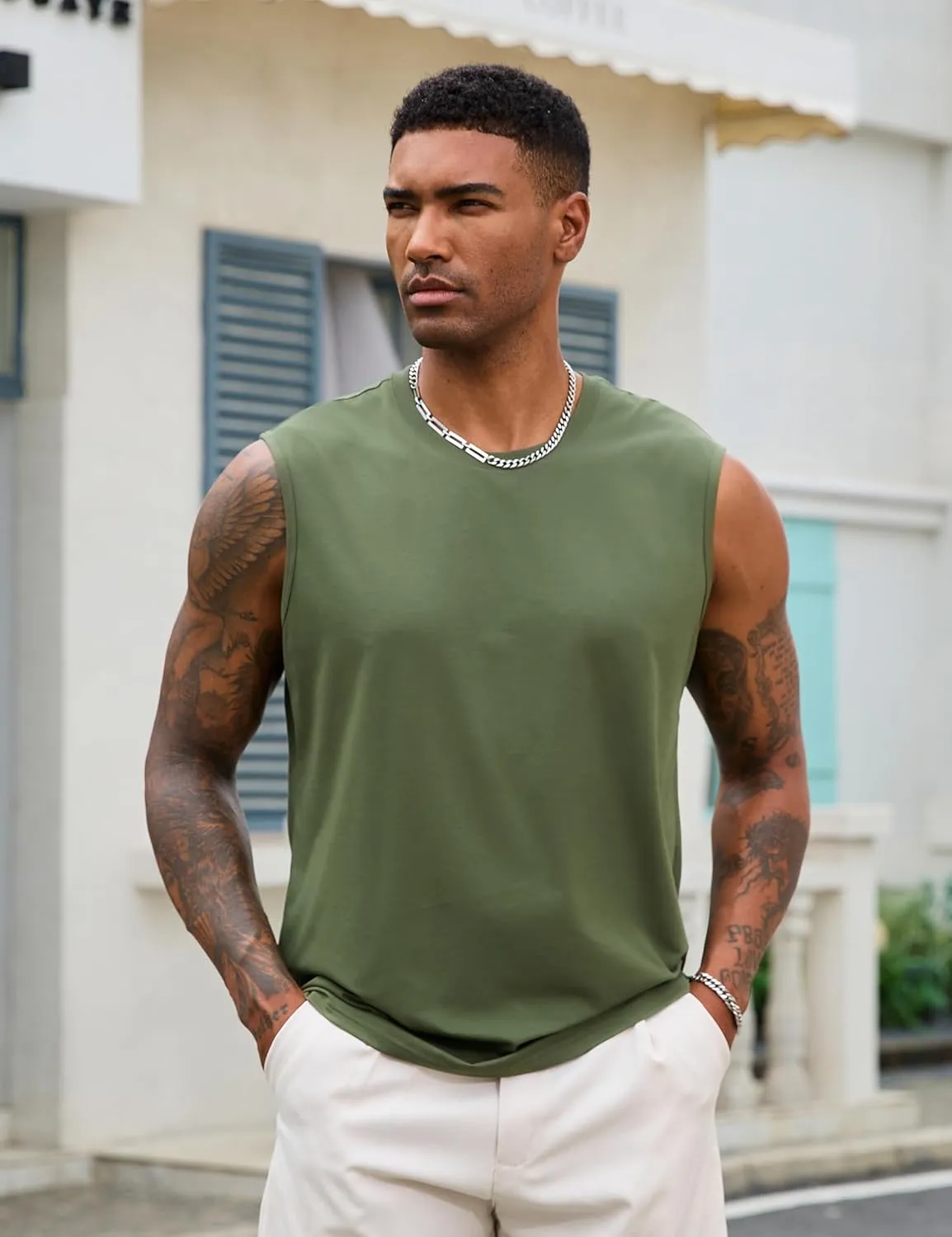 EKLENTSON Men's Tank Tops Sleeveless Workout Muscle Running Tees Lightweight Cotton Soft Summer Beach Causual Tank Shirts