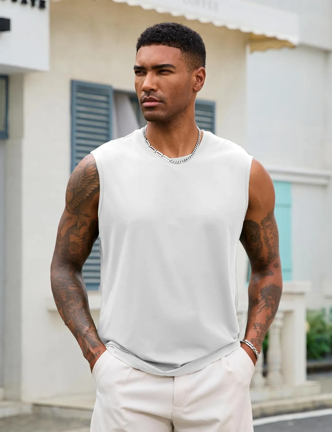 EKLENTSON Men's Tank Tops Sleeveless Workout Muscle Running Tees Lightweight Cotton Soft Summer Beach Causual Tank Shirts