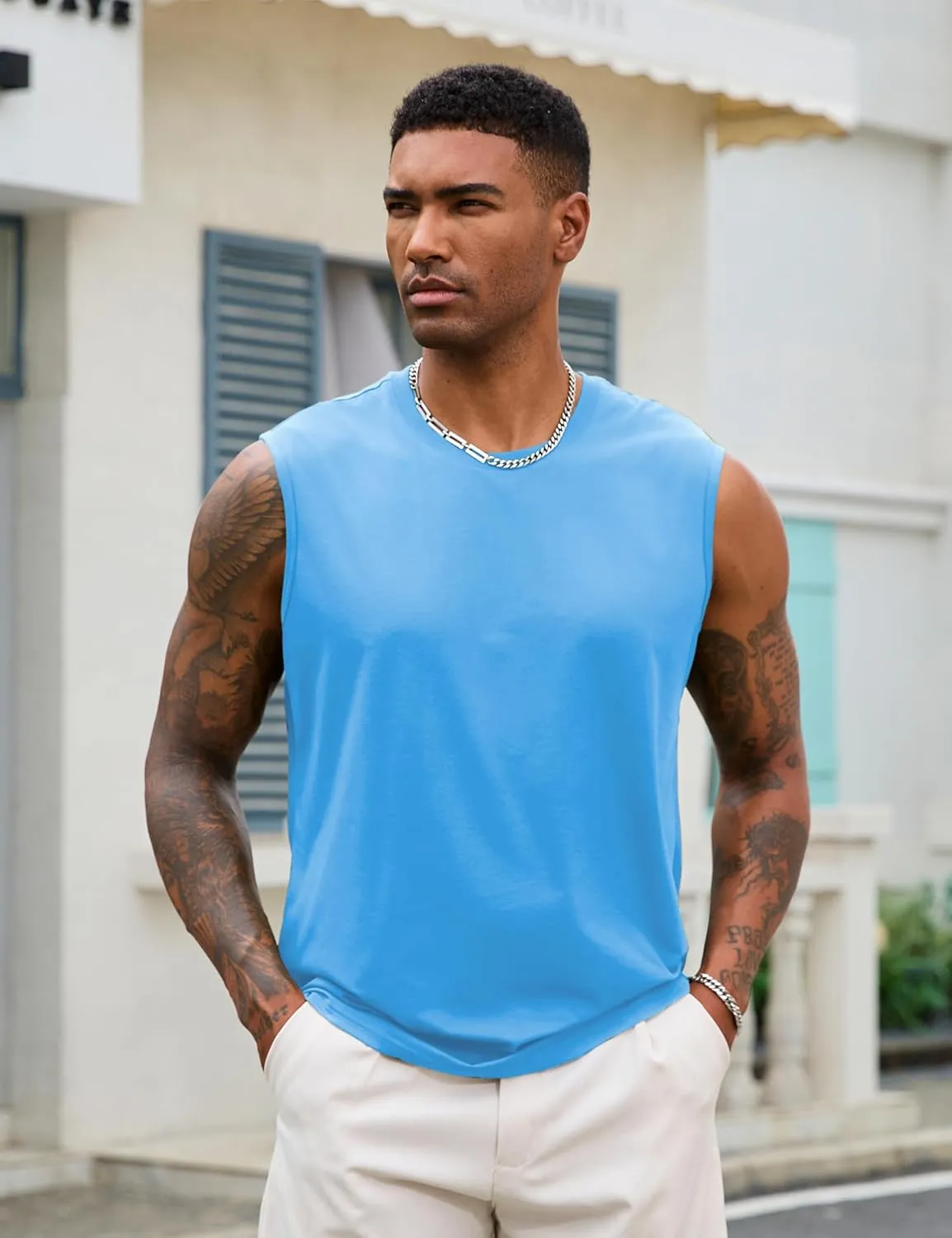 EKLENTSON Men's Tank Tops Sleeveless Workout Muscle Running Tees Lightweight Cotton Soft Summer Beach Causual Tank Shirts