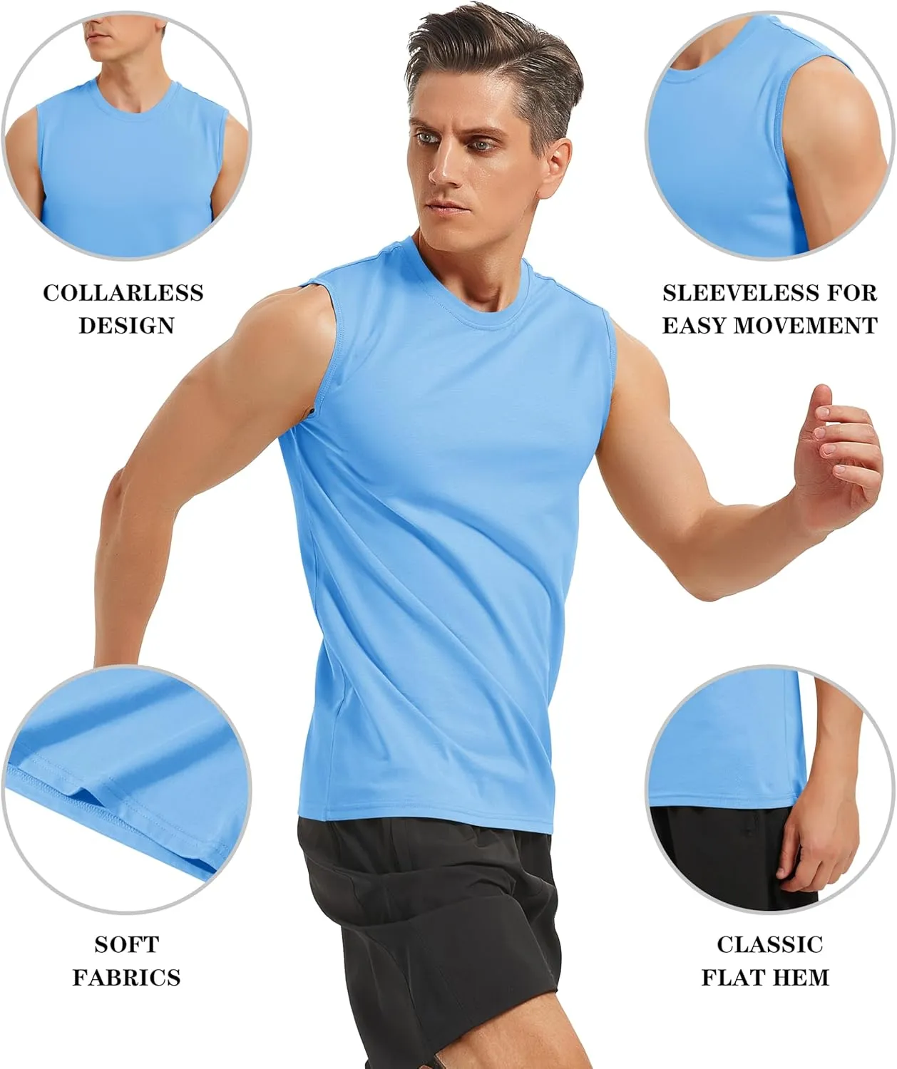 EKLENTSON Men's Tank Tops Sleeveless Workout Muscle Running Tees Lightweight Cotton Soft Summer Beach Causual Tank Shirts
