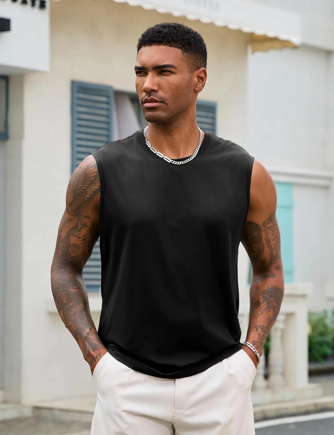 EKLENTSON Men's Tank Tops Sleeveless Workout Muscle Running Tees Lightweight Cotton Soft Summer Beach Causual Tank Shirts