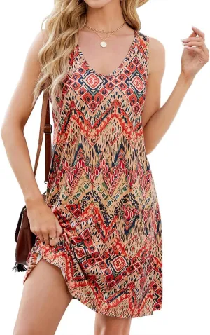 EUDOLAH Summer Dresses for Women 2025 Vacation Casual Sleeveless Loose Beach Tank Sundresses with Pockets