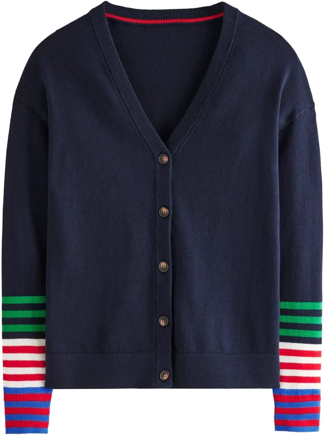 FAIRY SEASON Women's V Neck Button Down Cardigan Sweaters Long Sleeve Color Block Striped Open Front Casual Knit Soft Outwear