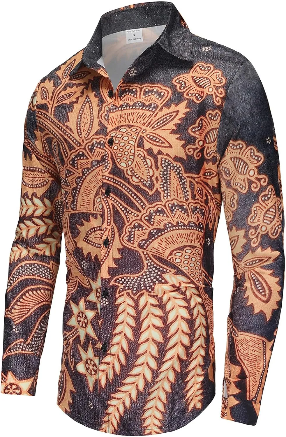 Fashion Casual Printed Shirt Men's Long Sleeve Casual Vacation Hawaiian Button Down Shirt