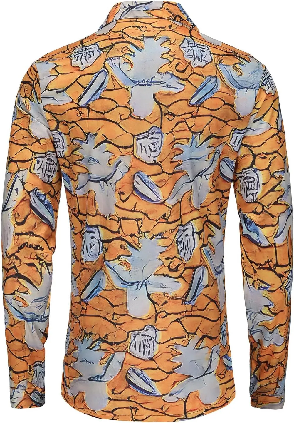 Fashion Casual Printed Shirt Men's Long Sleeve Casual Vacation Hawaiian Button Down Shirt