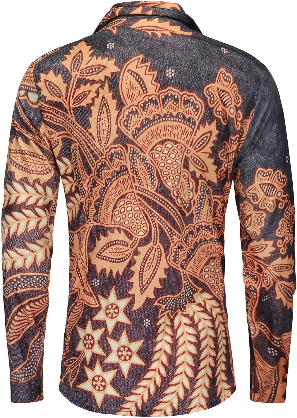 Fashion Casual Printed Shirt Men's Long Sleeve Casual Vacation Hawaiian Button Down Shirt
