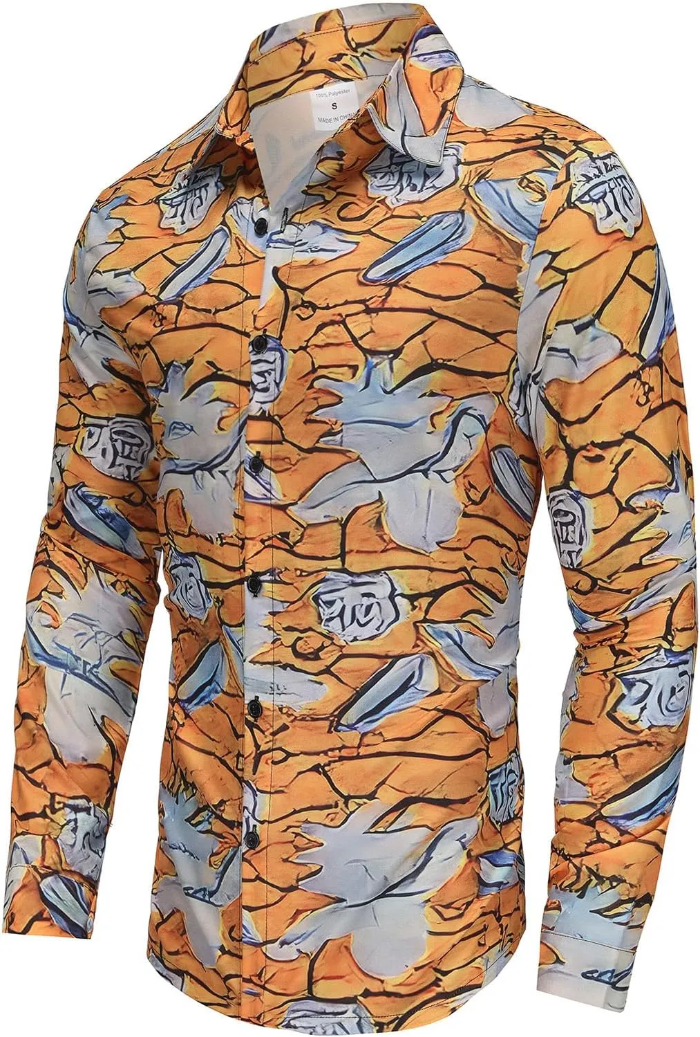 Fashion Casual Printed Shirt Men's Long Sleeve Casual Vacation Hawaiian Button Down Shirt