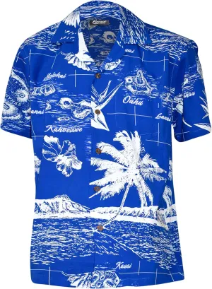 Favant Hawaiian Shirts - Hawaii Map 3 Comfortable Hawaiian Beach Shirt for Men. Lightweight Quick Dry Mens Hawaiian Shirts