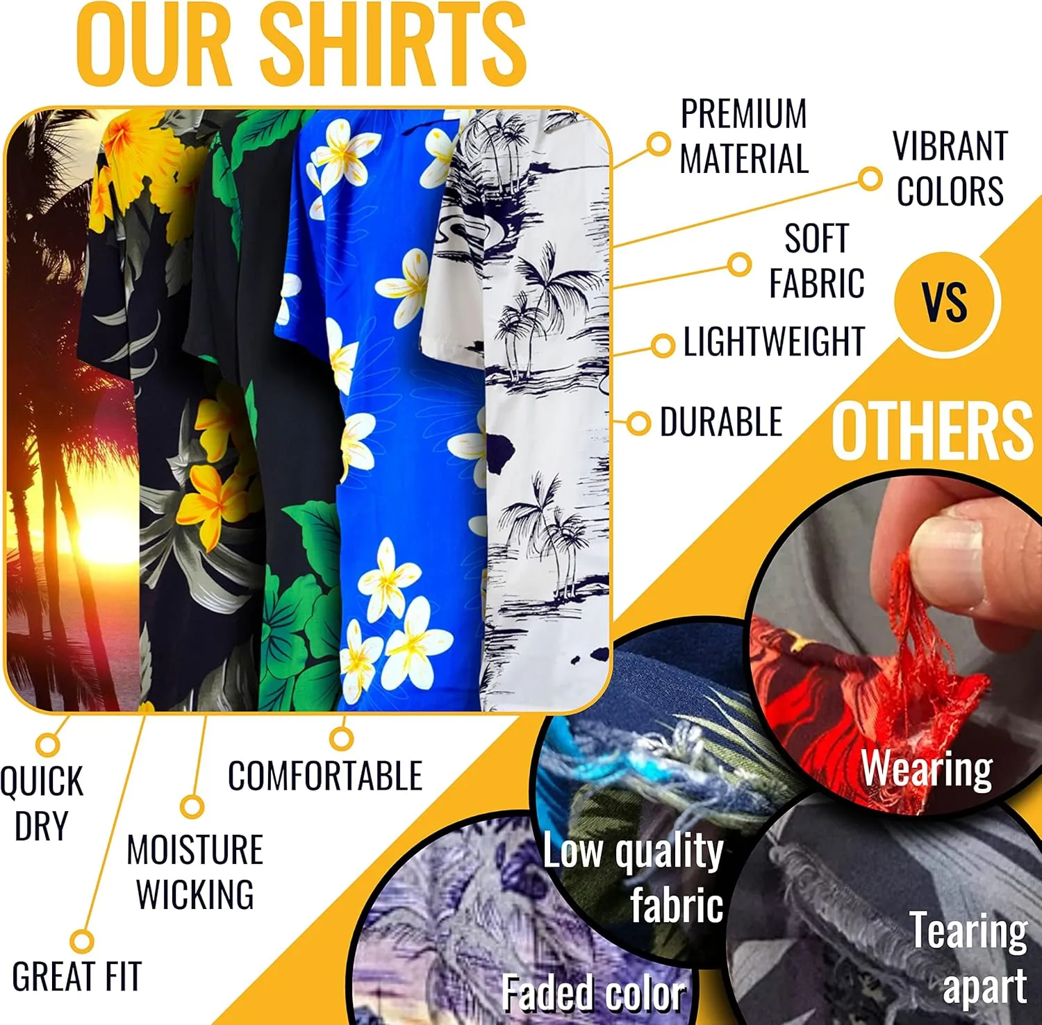 Favant Hawaiian Shirts - Hawaii Map 3 Comfortable Hawaiian Beach Shirt for Men. Lightweight Quick Dry Mens Hawaiian Shirts