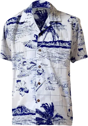 Favant Hawaiian Shirts - Hawaii Map 3 Comfortable Hawaiian Beach Shirt for Men. Lightweight Quick Dry Mens Hawaiian Shirts