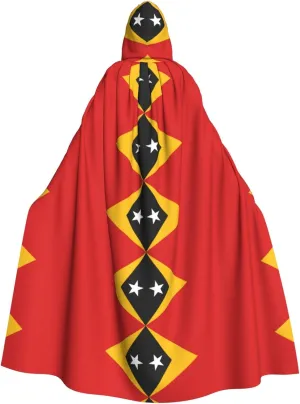 Flag of Timor-Leste Prints Hooded Cloak for Halloween, Role-playing, and Costume Parties - Comfortable and Durable