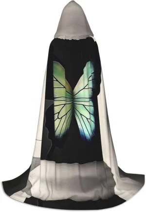 flutter Black hooded cloak for men & Women, wizard cloak with, Durable & Comfortable Long cape for Halloween, Cosplay, PartiesSmall