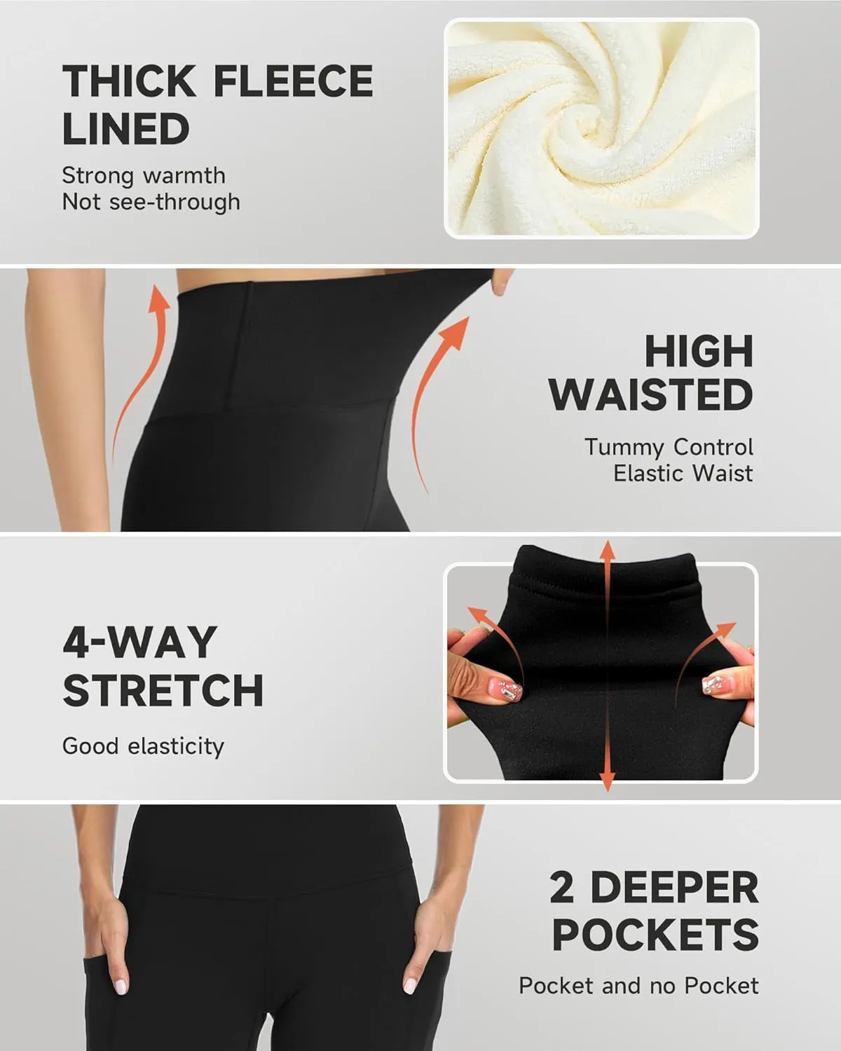 GAYHAY Fleece Lined Leggings for Women  Thick Winter Warm Thermal High Waisted Tummy Control Workout Yoga Pants