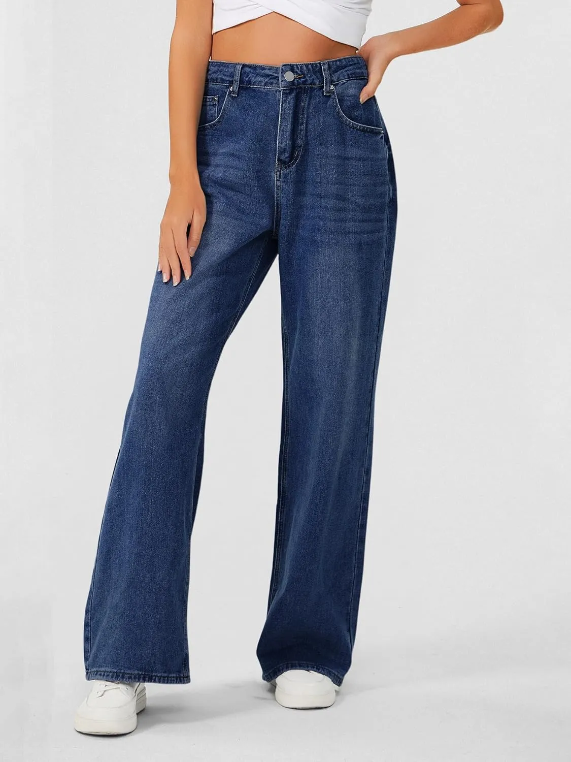 Genleck Baggy Jeans for Woman High Waisted Loose Wide Leg Jean Womens Boyfriend Y2K Pants Trendy