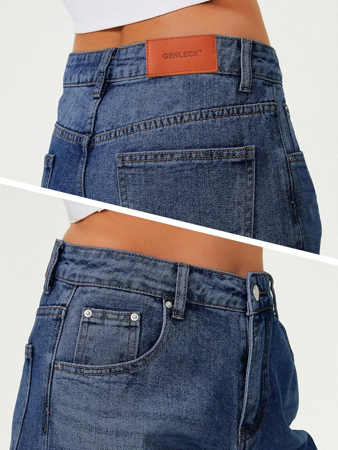 Genleck Baggy Jeans for Woman High Waisted Loose Wide Leg Jean Womens Boyfriend Y2K Pants Trendy