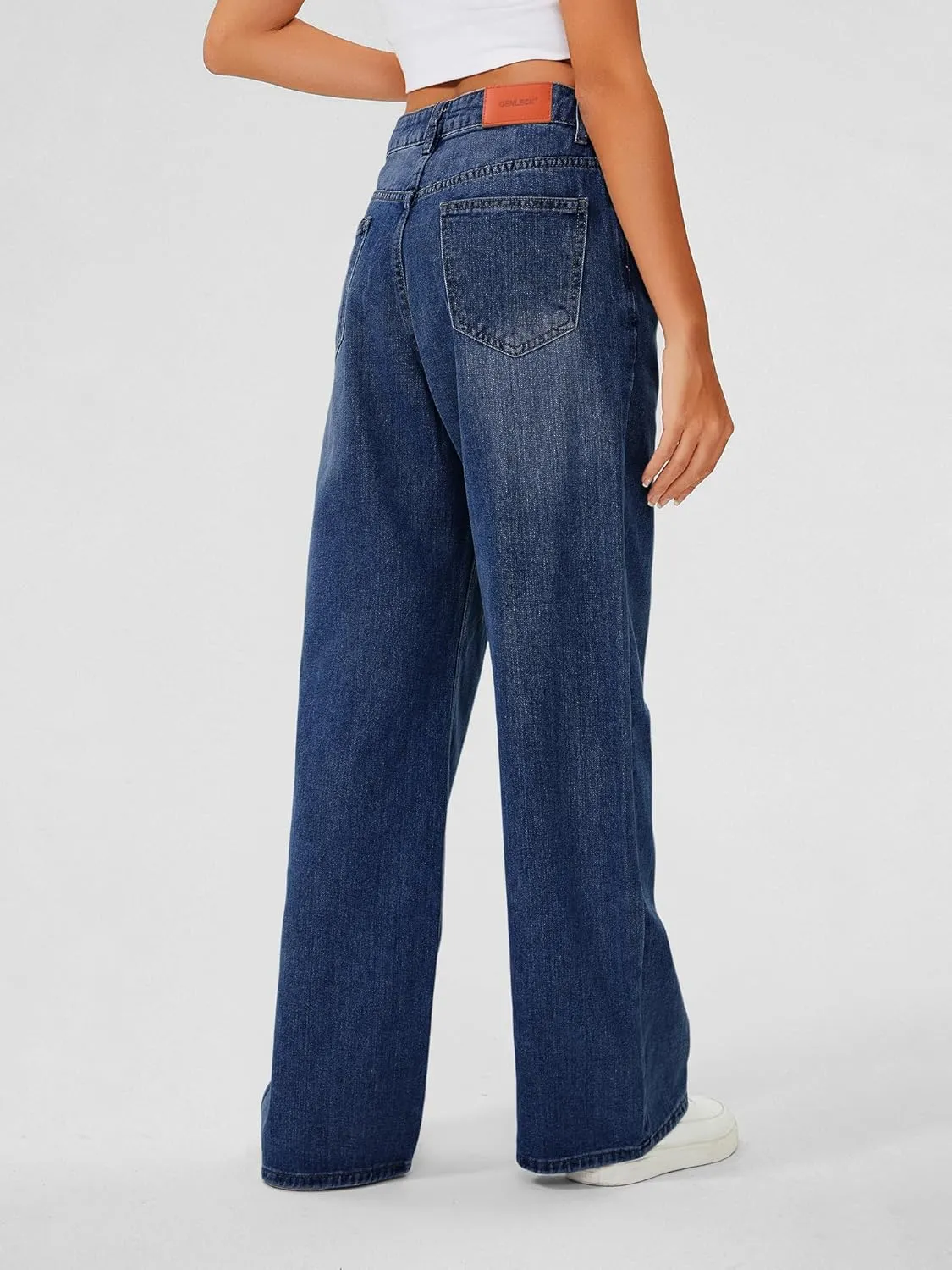 Genleck Baggy Jeans for Woman High Waisted Loose Wide Leg Jean Womens Boyfriend Y2K Pants Trendy