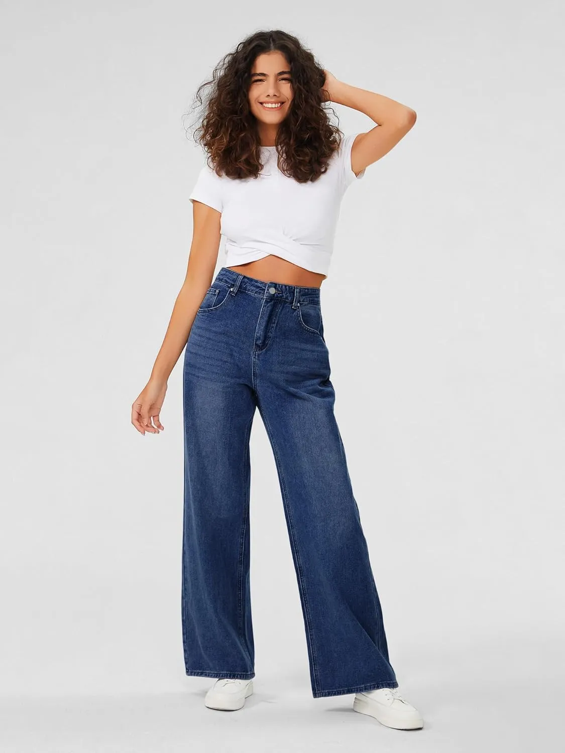 Genleck Baggy Jeans for Woman High Waisted Loose Wide Leg Jean Womens Boyfriend Y2K Pants Trendy