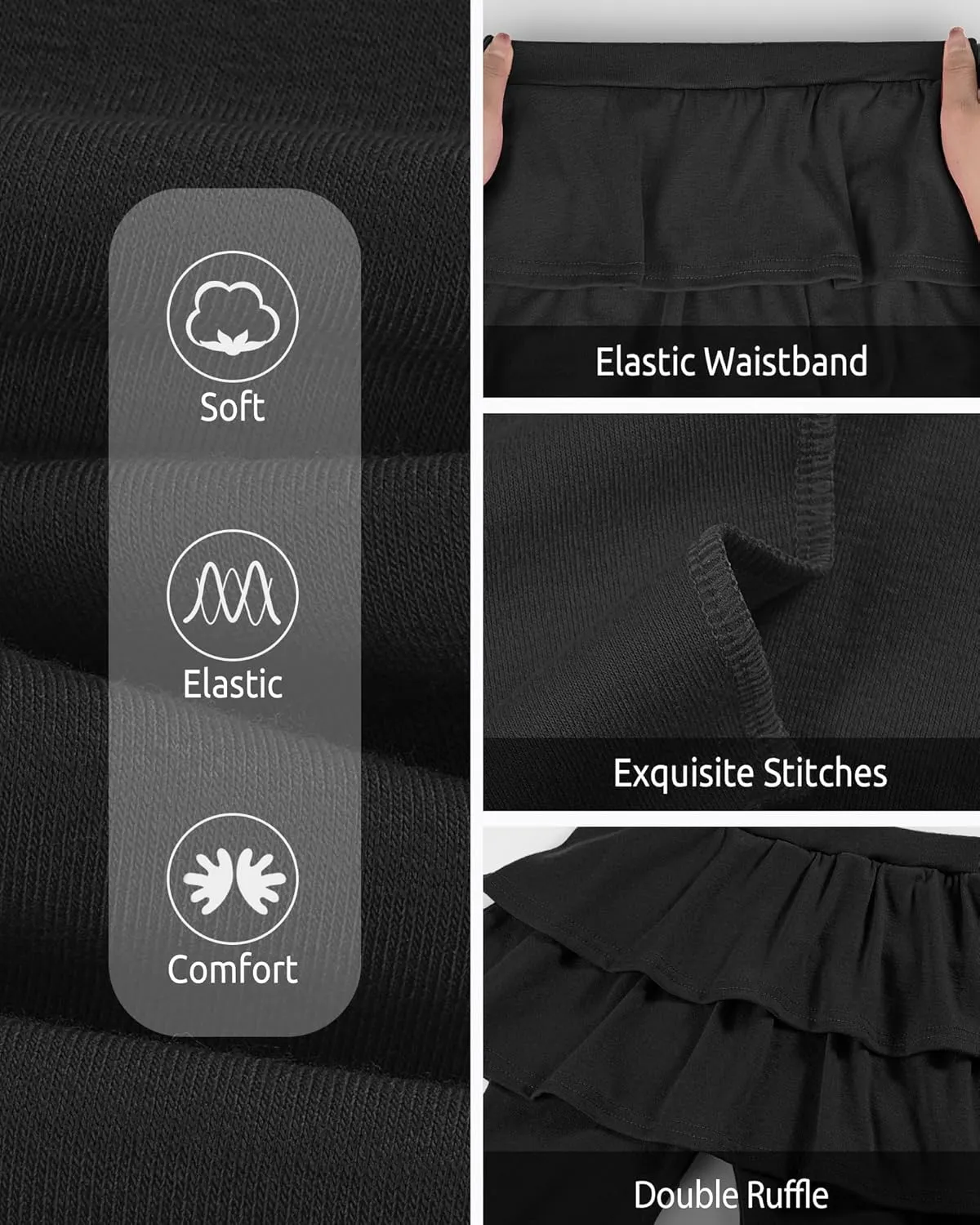 Girls Leggings with Skirts School Uniform Athletic Stretchy Tutu Pants Kids Warm Ruffle Clothes 2-Pack