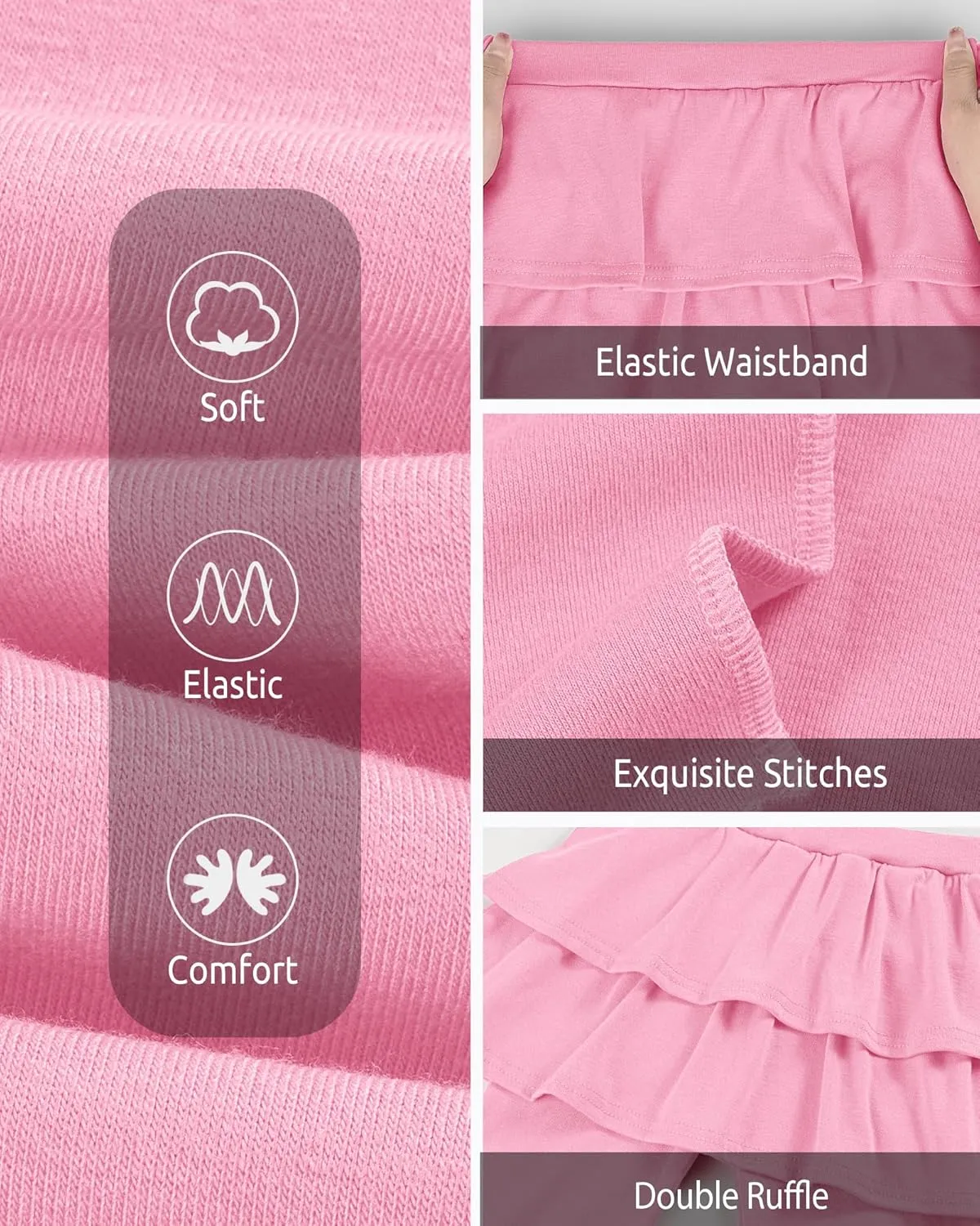 Girls Leggings with Skirts School Uniform Athletic Stretchy Tutu Pants Kids Warm Ruffle Clothes 2-Pack