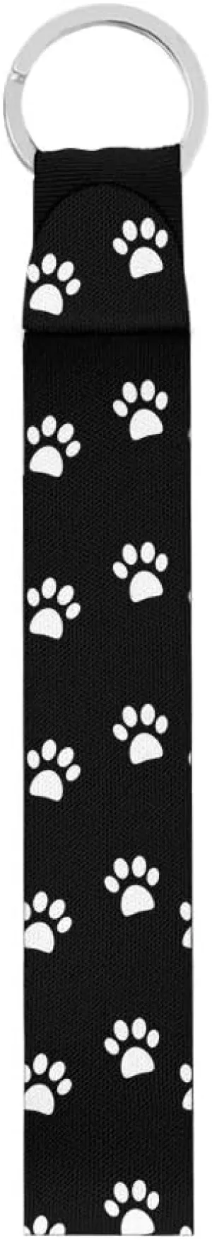 GLENLCWE Puppy Paw Print Car Wristlet Lanyard and Neoprene Keychain,Dog Lovers,Women Girls Lovely Stlye,Comfortable Durable