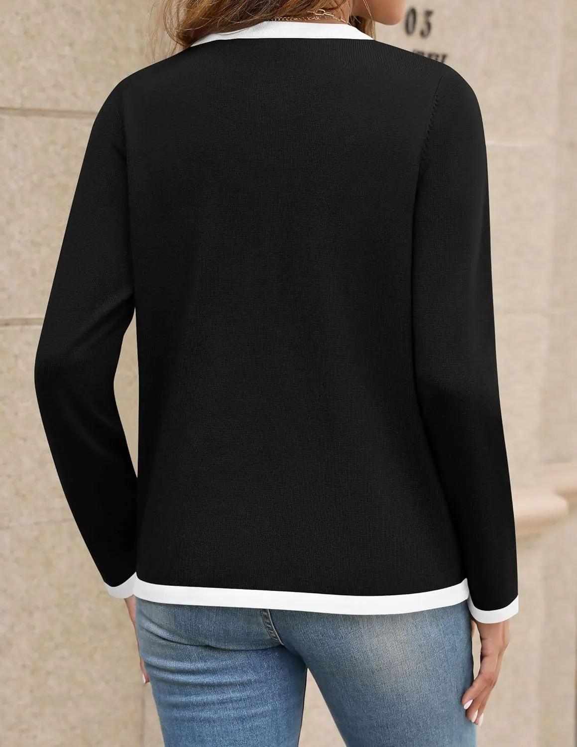 HAEOF Womens 2025 Fall Long Sleeve Button Up Cardigan Sweaters Crewneck Soft Lightweight Dressy Trendy Outwear with Pockets