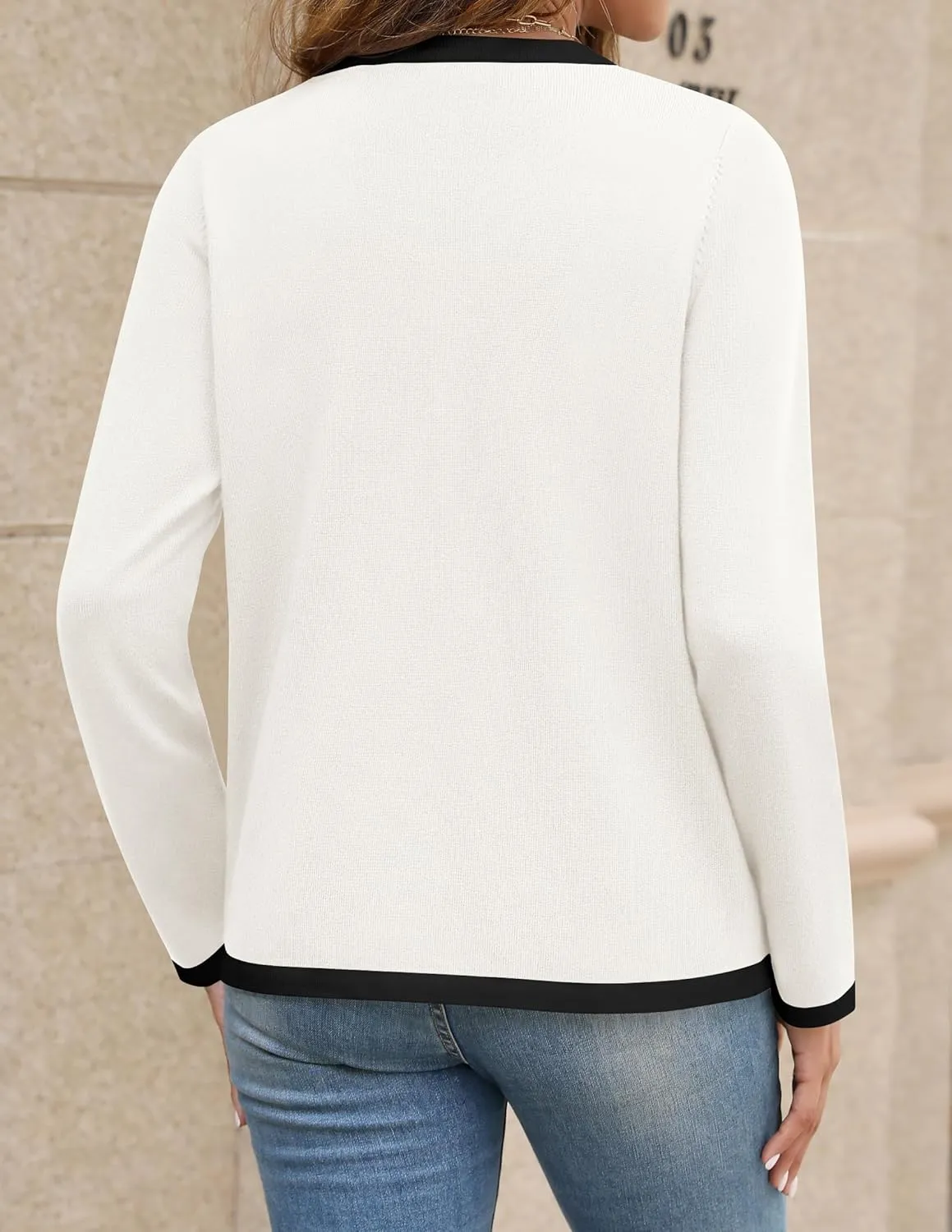 HAEOF Womens 2025 Fall Long Sleeve Button Up Cardigan Sweaters Crewneck Soft Lightweight Dressy Trendy Outwear with Pockets