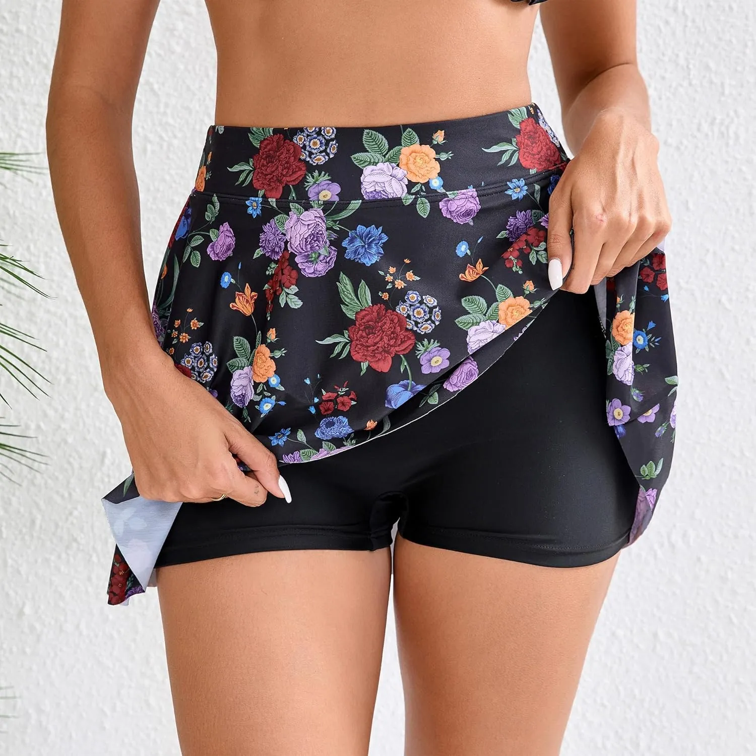 Halcurt Women's High Waisted Ruffle Swim Skirt with Shorts Tummy Control Swimsuit Bottoms