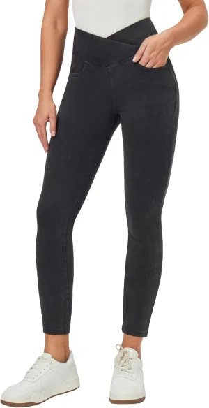 Heathyoga Crossover Jeggings for Women Tummy Control Pull on Stretchy Jeans for Women High Waisted Skinny Jeans